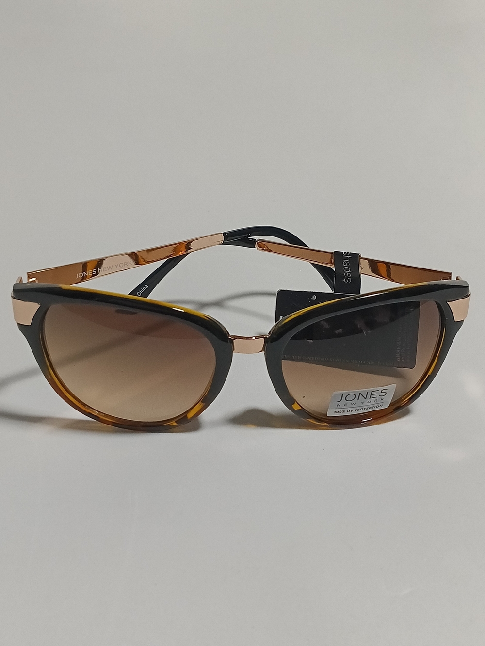 Jones New York Tortoise & Black Cat-Eye Sunglasses - Brown Gradient Lenses Nwt.